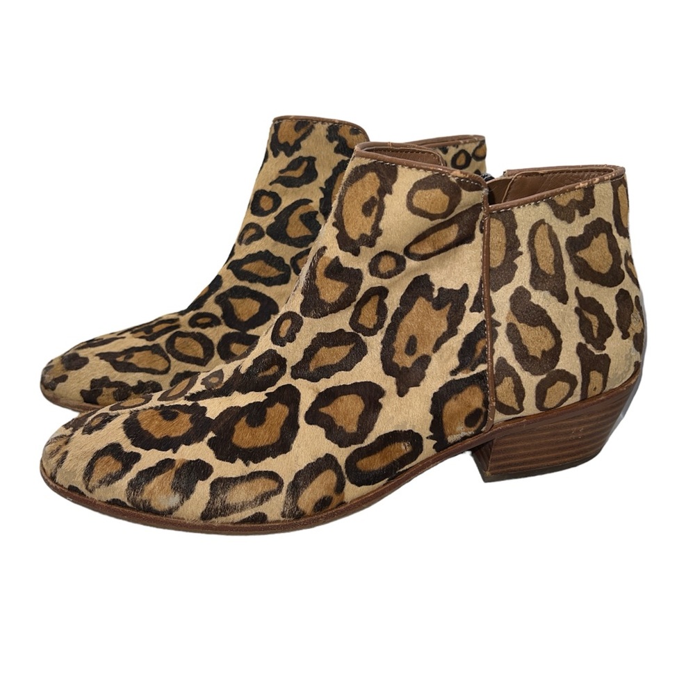 Sam Edelman Leather Calf Hair Leopard Ankle Boots